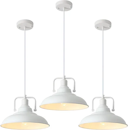 Vista 9 de Paquete de 1 lámpara colgante negra de 12.5 pulgadas, lámpara colgante de granja, iluminación colgante industrial, luces colgantes de cocina, luces