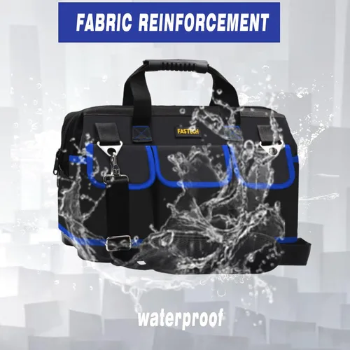 Vista 5 de FASTECH Bolsa de herramientas de 22 pulgadas, kit de herramientas de boca ancha impermeable, organizador de bolsa de herramientas resistente