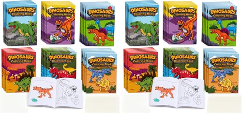Vista 7 de Nezyo Paquete de 24 mini libros para colorear de dinosaurios a granel, pequeños folletos de actividades con 84 diseños, 14 páginas cada uno