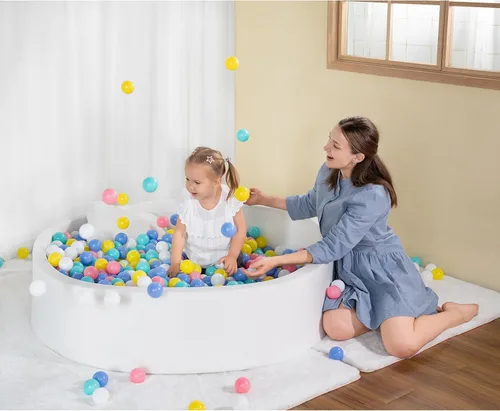 Vista 8 de Pozo de bolas suave extra grande para niños pequeños, 51 x 11.8 pulgadas de espuma para bebés y niños, gris oscuro