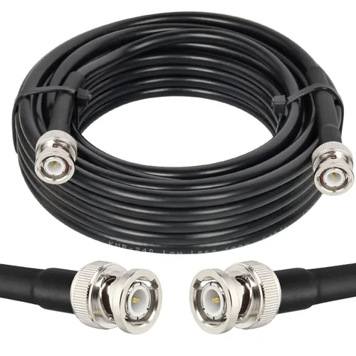 Vista 21 de MOOKEERF Cable BNC de 1 pie, paquete de 2 unidades de baja pérdida KMR240 BNC macho a macho cable coaxial de 50 ohmios para radioaficionado