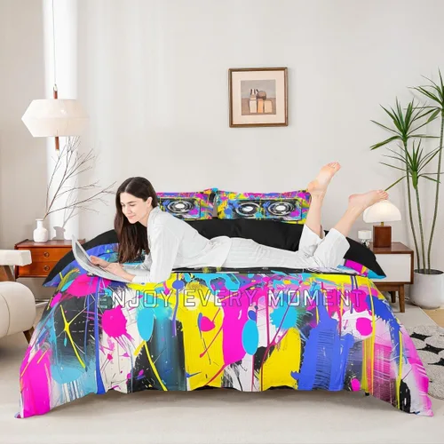Vista 25 de Homewish Theater Cinema Poster Duvet Cover Set Twin Size,Retro Movie Bedding Sets 2Pcs for Kids Girls Boys Teens Room Decor,Popcorn Comforter Cover