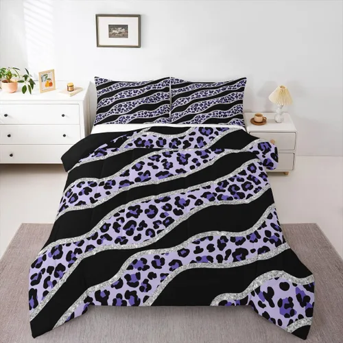 Vista 9 de Erosebridal Juego de edredón con estampado de leopardo, juego de ropa de cama con estampado de guepardo, juego de ropa de cama y colecciones