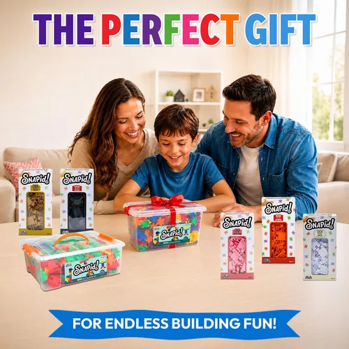 Vista 3 de Snapid Building Bricks - Juego de 400 piezas de juguetes de conexión, juego de bloques coloridos fuertes y duraderos con almacenamiento, bloques