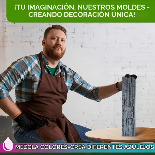 Vista 7 de 5 moldes de plástico ABS de 0.079 in para pared de yeso de hormigón, baldosas de cemento de piedra, molde de losa de cemento de pared, moldes