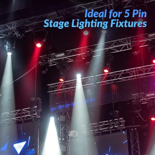 Vista 5 de Cable DMX de 5 pines de 4 pies (paquete de 2), DMX512 XLR de 5 pines macho a hembra, señal premium para iluminación de escenario, controlador