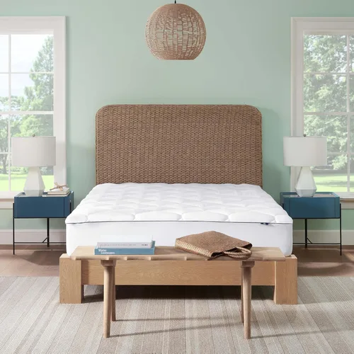Vista 2 de Serta Ocean Breeze - Protector de colchón elástico ajustable y transpirable con relleno de fibra sostenible y funda Tencel para todas