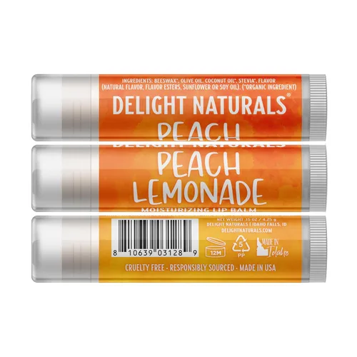 Vista 2 de Delight Naturals Bálsamo labial de limonada de durazno - Juego de tres