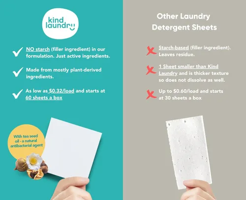 Vista 4 de KIND LAUNDRY Hojas de detergente (brisa del océano) y barra vegana quitamanchas y pre-tratador (5 onzas)