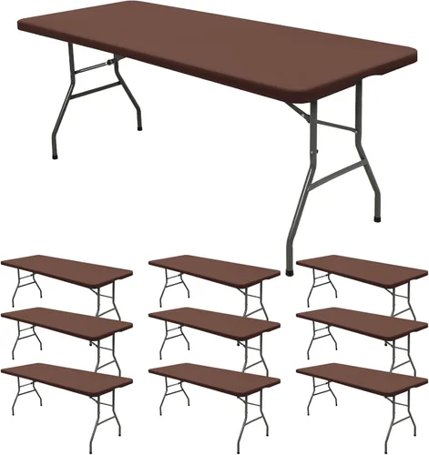 Vista 35 de 6 Pack de Manteles Ajustados para Mesas Rectangulares de 8 Pies, Cubierta de Mesa Aqua Azul Elástica para Picnic al Aire Libre, Paños de Mesa