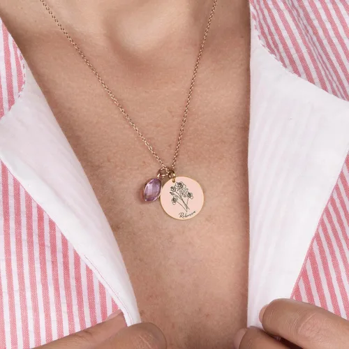 Vista 8 de Personalization Lab Regalos de cumpleaños para mujer, collar con nombre personalizado, collar de piedra natal para mujer
