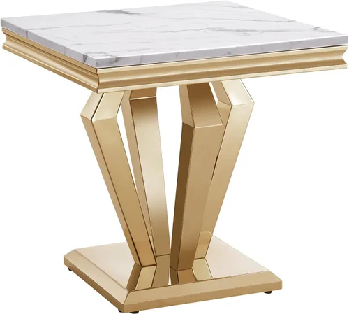 Vista 34 de Mesa de centro de lujo de mármol sintético con base en U de Mármol A-blanco oro15