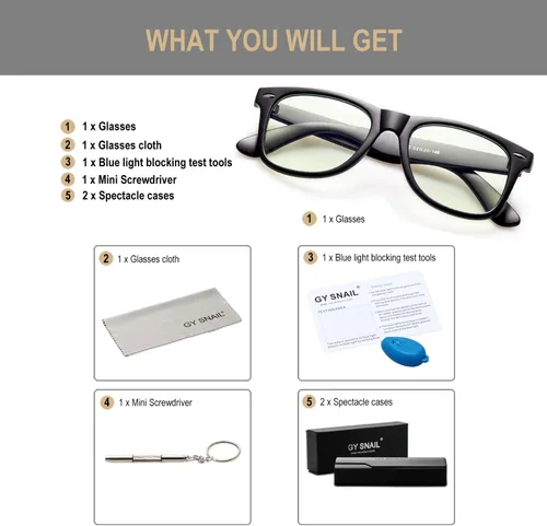 Vista 6 de GY Snail - Lentes de bloqueo de luz azul para hombres, anteojos de seguridad para juegos, alivio de fatiga ocular y mejor sueño
