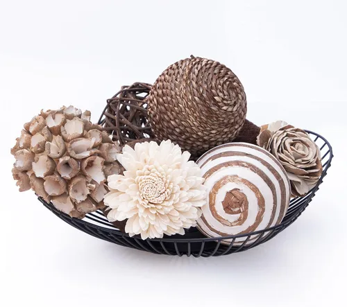 Vista 3 de Bolas decorativas para llenar cuencos beige orbes florales decoración del hogar (Cocoa Floral)