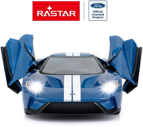 Vista 2 de RASTAR Auto RC 1/14 Ford GT Control remoto RC Race Toy Car para niños, puertas abiertas por manual, azul (2.4 GHz)