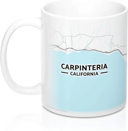 Vista 3 de Carpinteria, California CA Map Mug (11 oz)