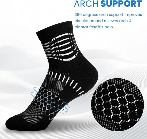 Vista 2 de IRAMY Calcetines de compresión de tobillo Coolmax para mujeres y hombres, calcetines que absorben la humedad, alivio de la fascitis plantar, 3/5