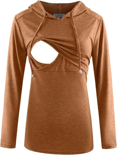Vista 154 de GINKANA Sudadera con capucha para mujer, manga larga, lactancia materna, ropa casual