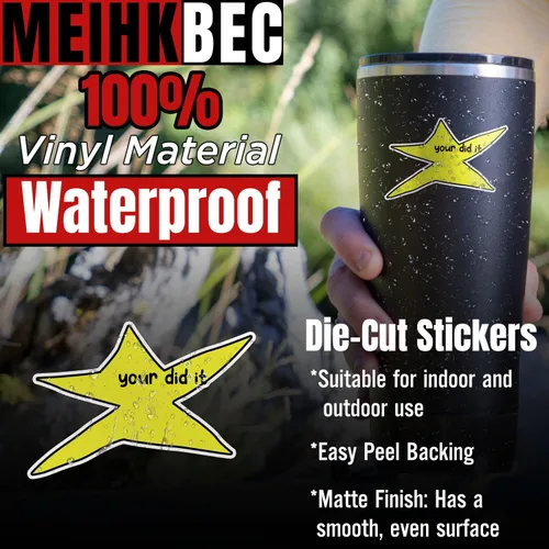 Vista 3 de Calcomanías de vinilo impermeables con texto en inglés "Your Did It Star, Meme, Star Hydroflask", motivación positiva, troquelada, impermeable