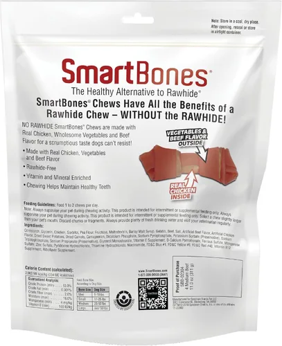 Vista 2 de SmartBones - Masticables medianos con carne de vacuno real, 4 unidades, sin piel cruda para perros