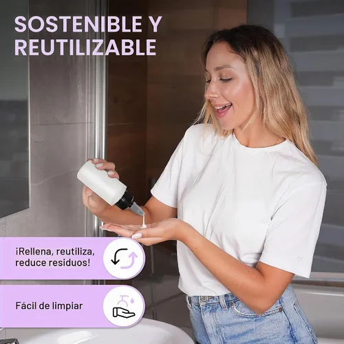 Vista 5 de BRIGHTFROM Botellas aplicadoras con tapa giratoria, botellas de plástico vacías de 2 onzas, recargables, boquilla negra de apertura/cierre