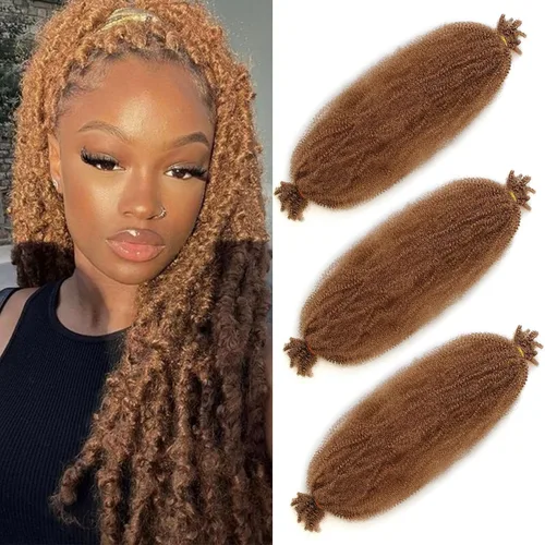 Vista 41 de Cabello de Envoltura Pre-Esponjado de 8 Pulgadas, 3 Paquetes, Cabello Afro Twist Pre-Separado Elástico para Locs, Cabello Afro Twist Negro Natural