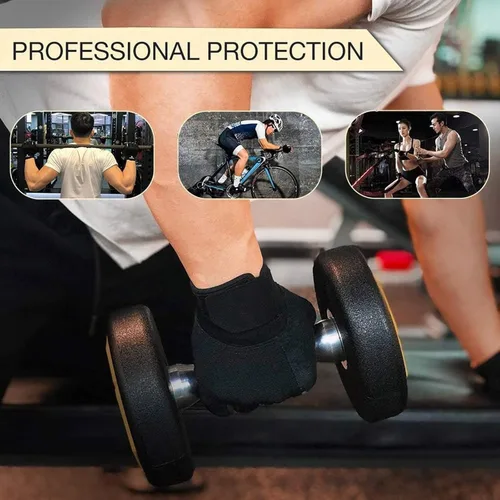 Vista 4 de Guantes de entrenamiento para mujer, guantes de levantamiento de pesas sin dedos, guantes de ejercicio para entrenamiento, fitness, ciclismo