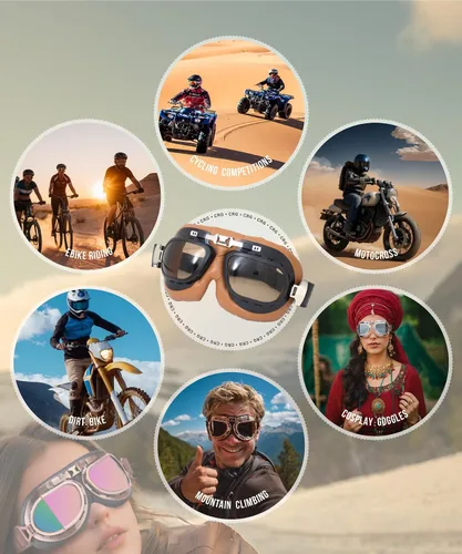 Vista 7 de CRG Sports Gafas de motocicleta estilo aviador vintage estilo piloto Cruiser Scooter Motocross gafas para hombres, mujeres y adultos