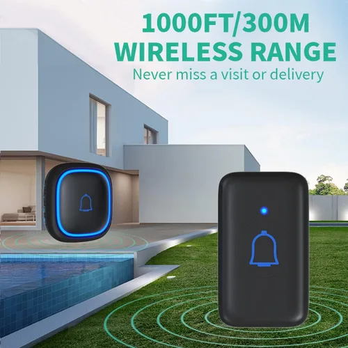 Vista 3 de Kits de timbre inalámbrico con 2 receptores IP66, impermeable, 1000 pies, para profesores de aula, con 66 tonos de llamada, 7 niveles de volumen