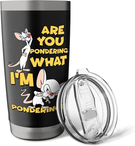 Vista 5 de Pinky and the Brain Vaso aislado de acero inoxidable Pondering