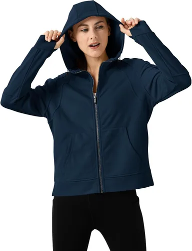 Vista 14 de Rdruko Sudadera con capucha y cremallera completa para mujer, con agujero para el pulgar, de algodón, con cremallera frontal, suave, ligera