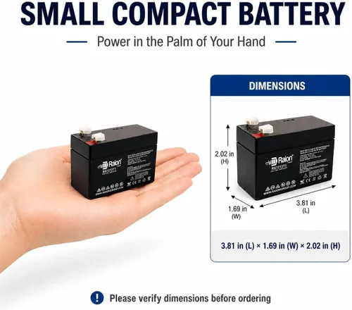 Vista 2 de Raion Power - Batería AGM SLA de 12 V 1.3 Ah, terminal F1 - Reemplazo para puertas de mascotas de alta tecnología, ML1.3-12, EXP1213, B3V1A