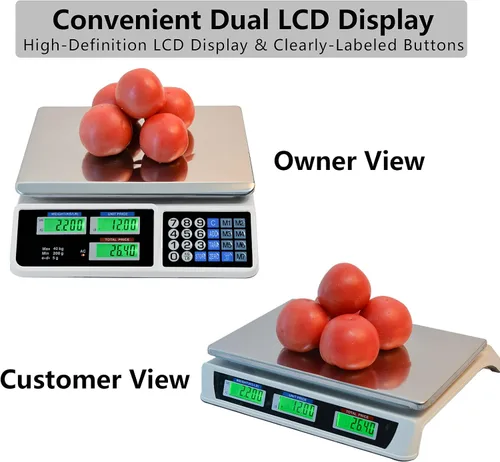 Vista 7 de C-CHAIN Escala de precio digital de 88LB Escala electrónica de precios de computación LCD Digital Comercial Alimentos Carne Escala