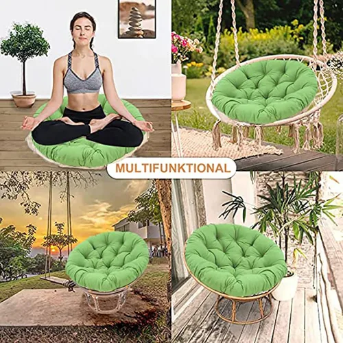 Vista 7 de HUHJYUGE Cojín redondo para asiento de columpio de 16 x 16 pulgadas, cojín colgante para silla de huevo, resistente al agua, para exteriores, tela