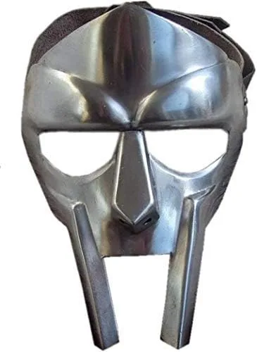Vista 5 de Disfraz de metal Gladiator MF Doom Mask y disfraz de teatro ideal plateado, plateado