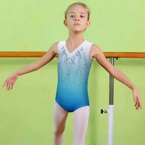 Vista 5 de BAOHULU Leotardos de gimnasia para niñas, de una pieza, de 3 a 14 años, traje de práctica de danza activa