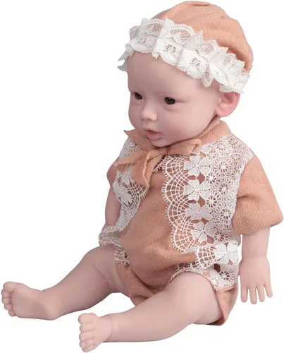 Vista 2 de EQAIWUJIE Muñeca Reborn de silicona de 18.5 pulgadas de cuerpo completo de silicona para bebé recién nacido real (marfil, niña de 18.5 pulgadas)