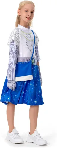Vista 3 de hahomin Addison - Disfraz de alien para niños y niñas vestido de cosplay A-Li falda de película guantes de bolsa traje de Halloween