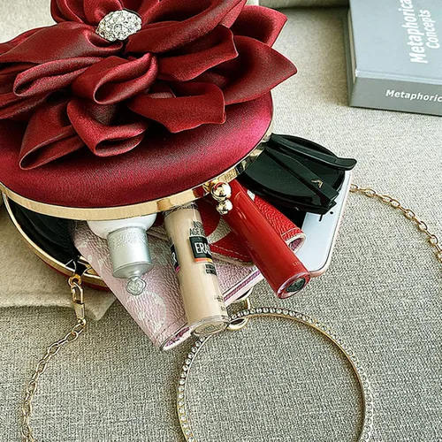 Vista 6 de Buddy - Bolso de mano de satén suave para mujer, con forma de rosa, para boda, fiesta