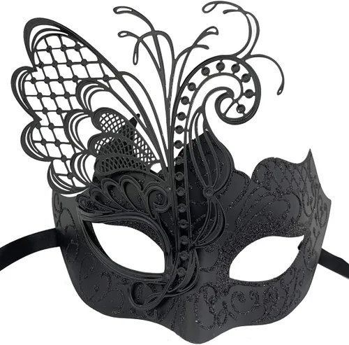 Vista 6 de Juego de máscaras venecianas de Mardi Gras para parejas, accesorio para disfraz de fiesta