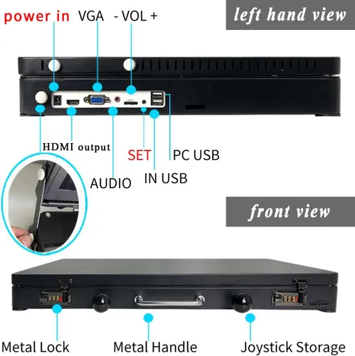 Vista 4 de 23000 en 1 Consola de juegos de arcada portátil 3D Pantalla HD de 27 pulgadas Jugadores duales Pandoras Box RK3288 Máquina de videojuegos retro Caja