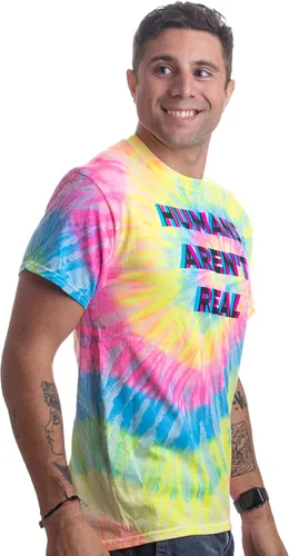 Vista 4 de Humans are 't Real Funny Festival Hippy Rave Drug Tie Dye para hombres o mujeres camiseta