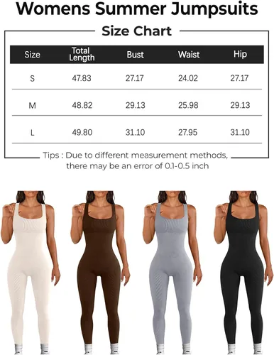 Vista 5 de AUTOMET Women's Yoga Ribbed One Piece Tank Tops Rompers Sleeveless Workout Bodysuits Exercise Jumpsuits