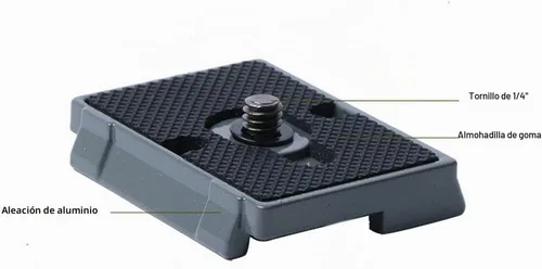 Vista 2 de Placa de liberación rápida con tornillo de 1/4 pulgadas compatible con cabezal de trípode de cámara Manfrotto 200PL-14 322RC2 324RC2 488RC2 496RC2