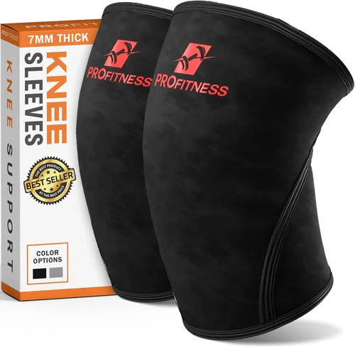 Vista 11 de Rodilleras ProFitness para levantamiento de pesas para hombres y mujeres - Rodillera de neopreno premium de 7 mm para levantamiento de pesas