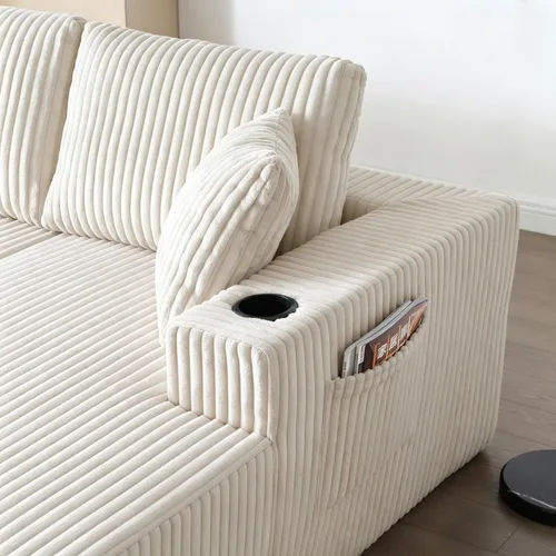 Vista 3 de Sofá cama modular de 124 pulgadas, sofá de nube sin hueso para sala de estar, sofá de 5 asientos en forma de U con 2 bolsillos de almacenamiento y 2