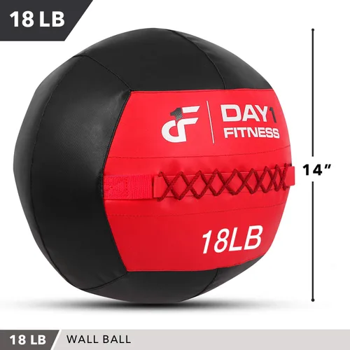 Vista 2 de Day 1 Fitness - Balón medicinal de pared suave - 9 pesos, 3 colores y opciones de paquete - para ejercicio, rehabilitación, fuerza central