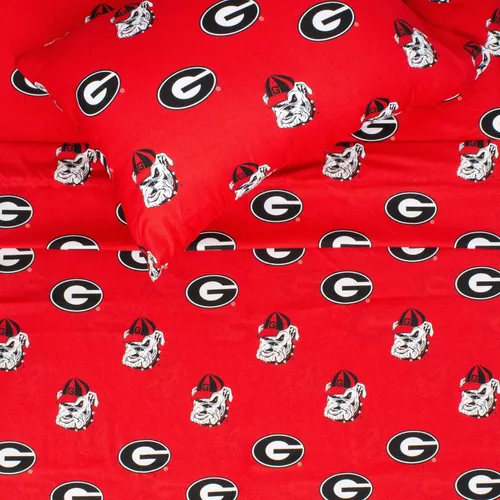 Vista 5 de College Covers Everything Comfy Georgia Bulldogs - Juego de sábanas de 3 piezas tamaño individual XL, fondo de color del equipo, 1 sábana encimera