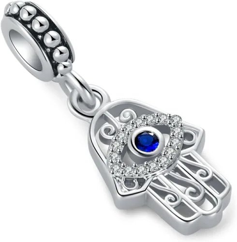 Vista 2 de NARTGO Amuleto de mano Hamsa de mal de ojo azul de buena suerte, compatible con pulseras Pandora