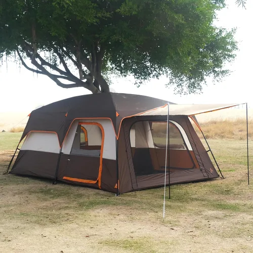 Vista 2 de KTT Extra Large Tent 10-12-14 Person(B),Family Cabin Tents,2 Rooms,3 Doors and 3 Windows with Mesh,Straight Wall,Waterproof,Double Layer,Big Tent